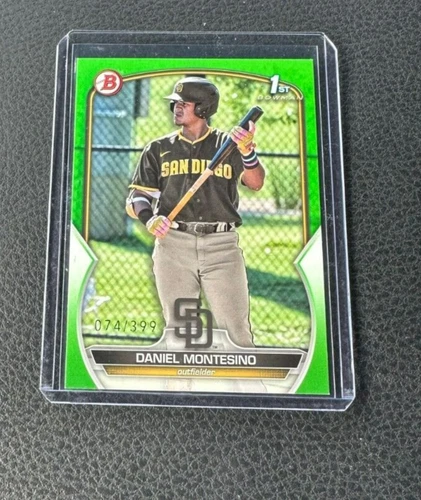 Daniel Montesino - 2023 Bowman 1st Bowman paralela Neon Green *pre rookie RC liga menor prospecto*