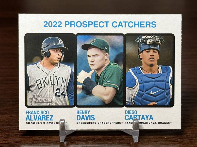 francisco alvarez, diego cartaya, henry davis - topps heritage 2022 prospect catchers *liga menor pre rookie card RC*