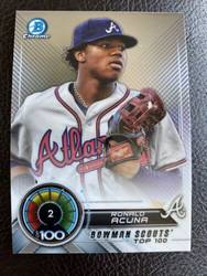 ronald acuna jr. - bowman 2018 insert scouts' top 100 - chrome card *pre rookie card* liga menor