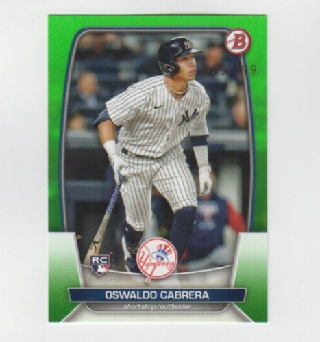 Oswaldo Cabrera - 2023 BOWMAN PAPER paralela STOCK NEON GREEN rookie card RC *numerada /399* YANKEES