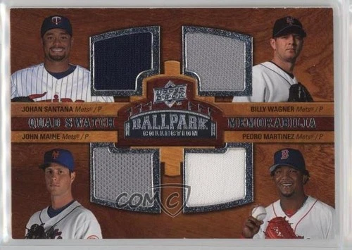 Johan Santana, Billy Wagner, Pedro Martinez - 2008 Ballpark Collection Quad Swatch Memorabilia (jersey patch)