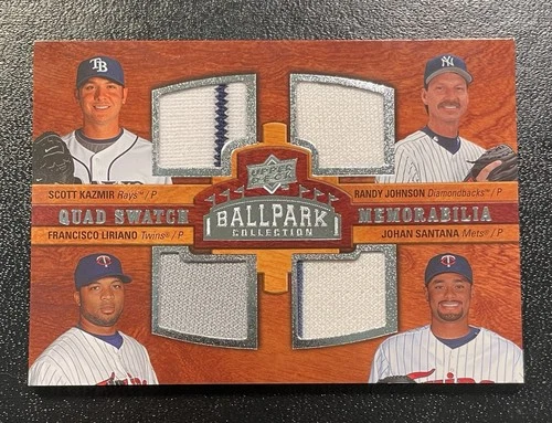 Johan Santana, Scott Kazmir, Randy Johnson, Francisco Liriano  - 2008 Ballpark Collection Quad Swatch (Jersey Patch)